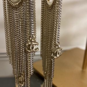 Silver hoop & chain earrings